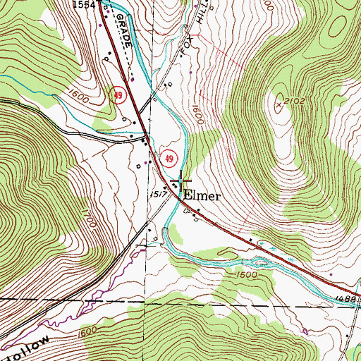 Topographic Map of Dodge Hollow Run, PA
