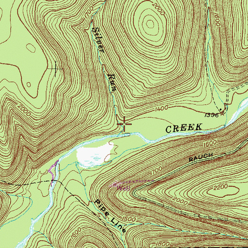 Topographic Map of Wild Cat Hollow, PA