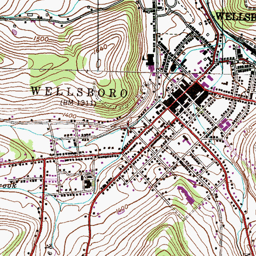Topographic Map of Hoover Brook, PA