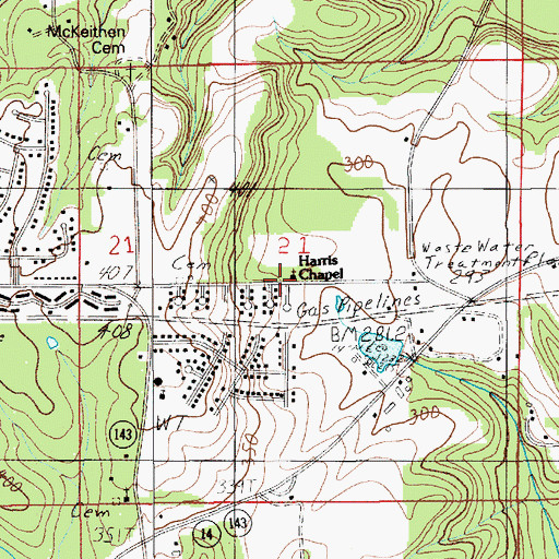 Topographic Map of Harris Chapel, AL