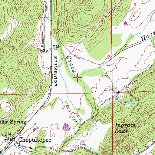 Topographic Map of Harris Creek, AL