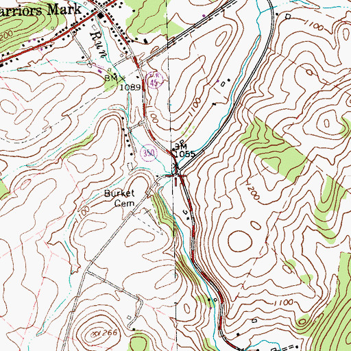 Topographic Map of Warriors Mark Run, PA