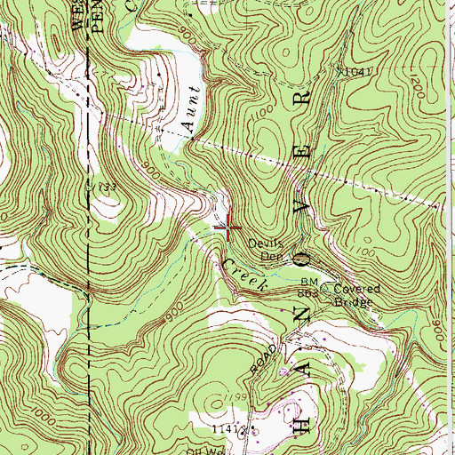 Topographic Map of Aunt Clara Fork, PA