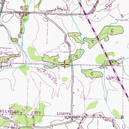 Topographic Map of Harris Creek, AL