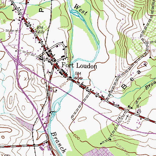 Topographic Map of Broad Run, PA