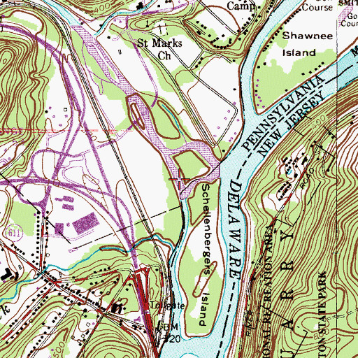 Topographic Map of Brodhead Creek, PA