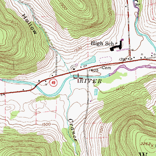 Topographic Map of Crance Brook, PA