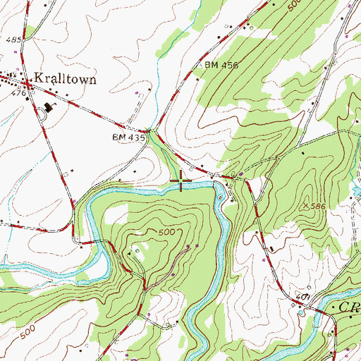 Topographic Map of Doe Run, PA