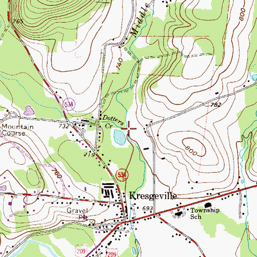 Topographic Map of Dotters Creek, PA