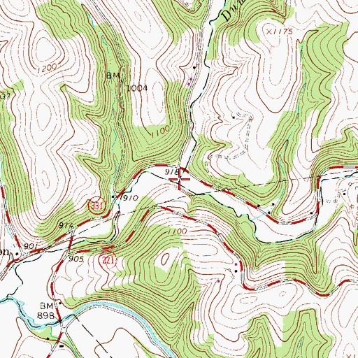 Topographic Map of Dunkle Run, PA