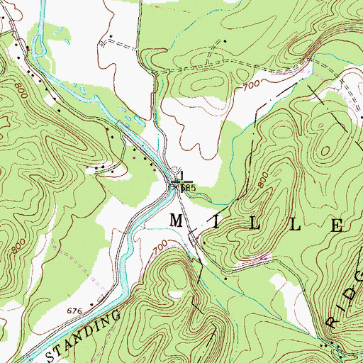 Topographic Map of East Branch Standing Stone Creek, PA