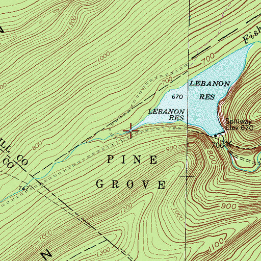 Topographic Map of Evening Branch, PA