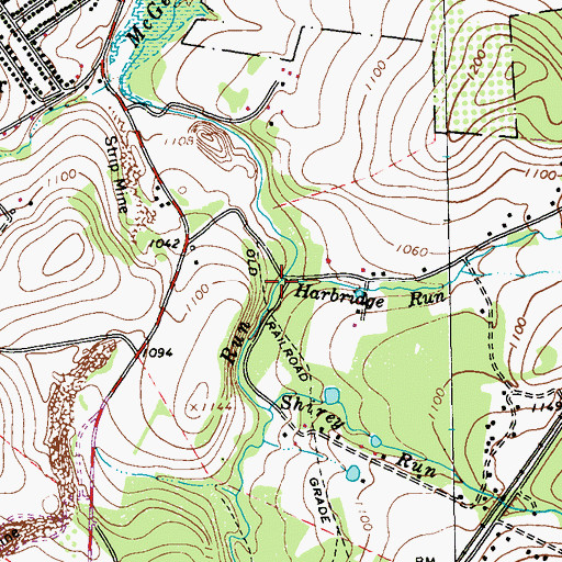 Topographic Map of Harbridge Run, PA