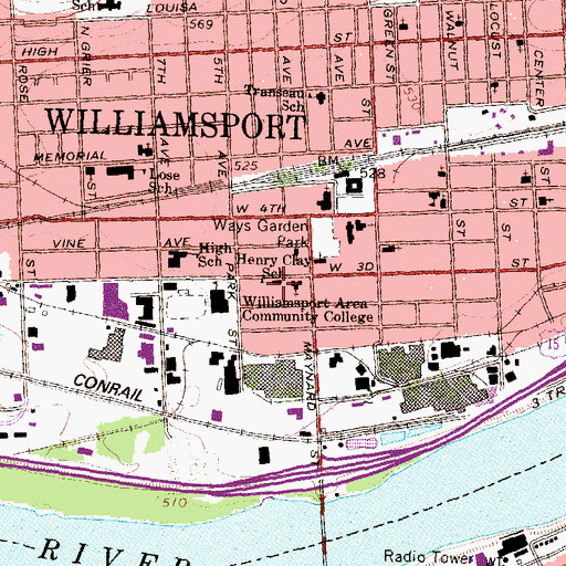 Topographic Map of Henry Clay School, PA