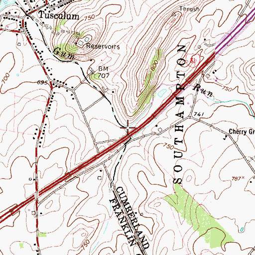 Topographic Map of Mains Run, PA