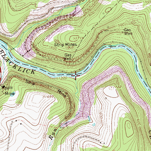 Topographic Map of Mardis Run, PA