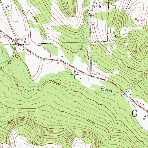 Topographic Map of Mud Run, PA