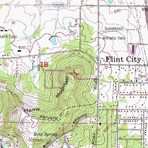 Topographic Map of Harris Mountain, AL