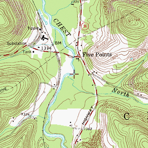 Topographic Map of North Camp Run, PA