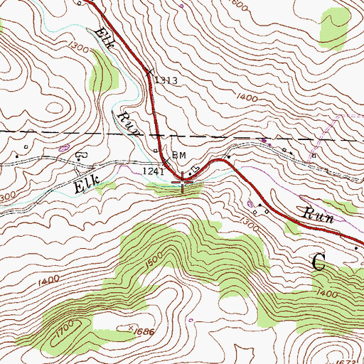 Topographic Map of North Elk Run, PA