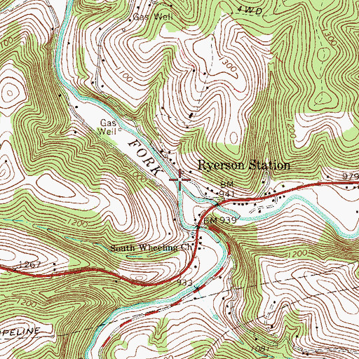 Topographic Map of North Fork Dunkard Fork, PA