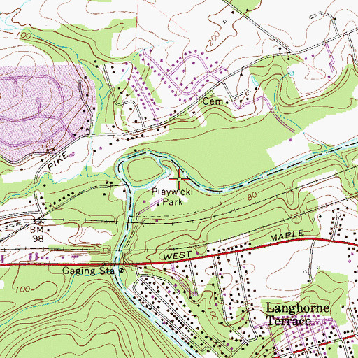 Topographic Map of Playwicki Park, PA