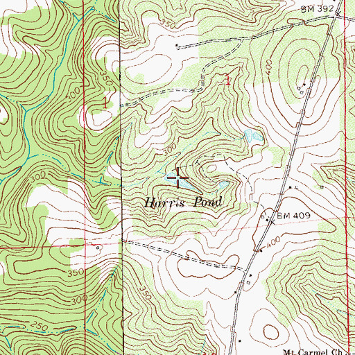 Topographic Map of Harris Pond, AL