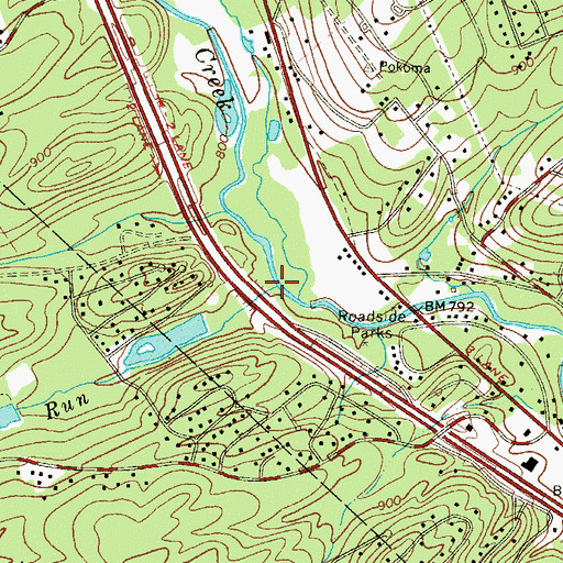 Topographic Map of Rocky Run, PA