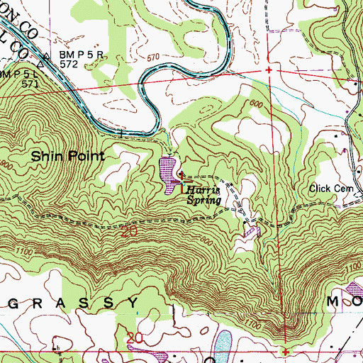 Topographic Map of Harris Spring, AL