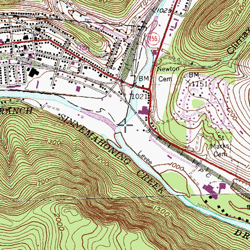 Topographic Map of Sinnemahoning Portage Creek, PA
