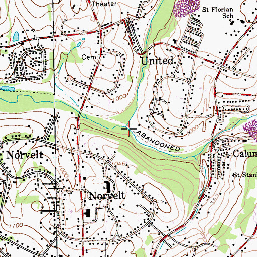 Topographic Map of Welty Run, PA