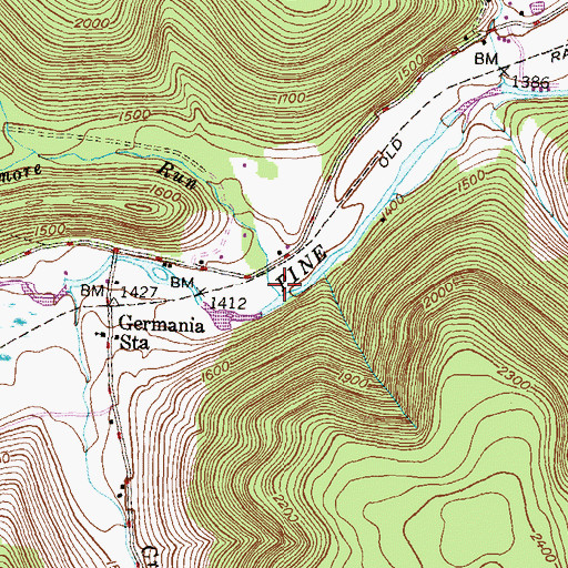 Topographic Map of Wetmore Run, PA
