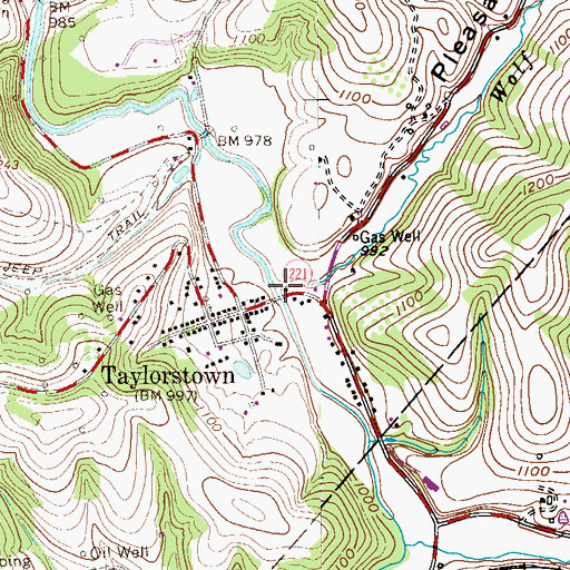 Topographic Map of Wolf Run, PA