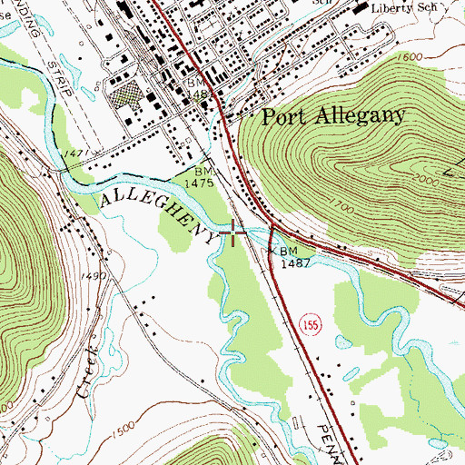 Topographic Map of Allegheny Portage Creek, PA