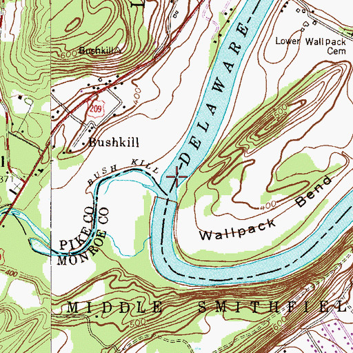 Topographic Map of Bush Kill, PA