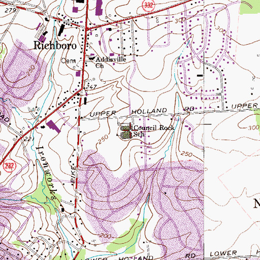 Topographic Map of Council Rock School, PA