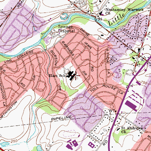 Topographic Map of Hart School, PA