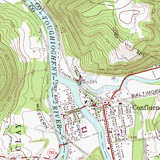 Topographic Map of Laurel Hill Creek, PA