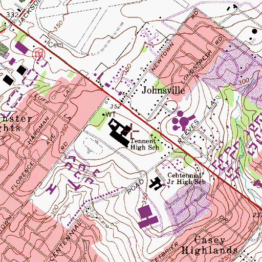Topographic Map of Tennent High School, PA