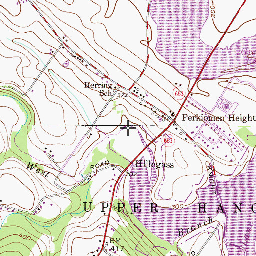 Topographic Map of West Branch Perkiomen Creek, PA
