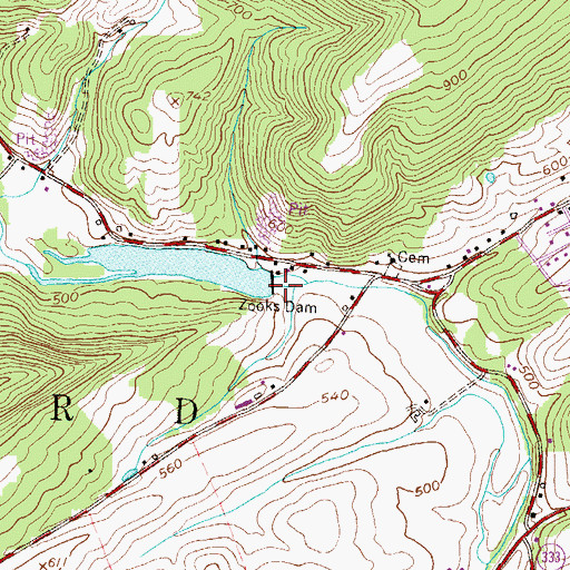 Topographic Map of Zooks Dam, PA