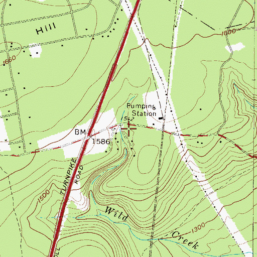 Topographic Map of Three O'Clock Spring (historical), PA