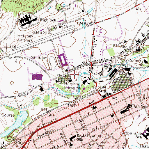 Topographic Map of Hershey Park Arena, PA