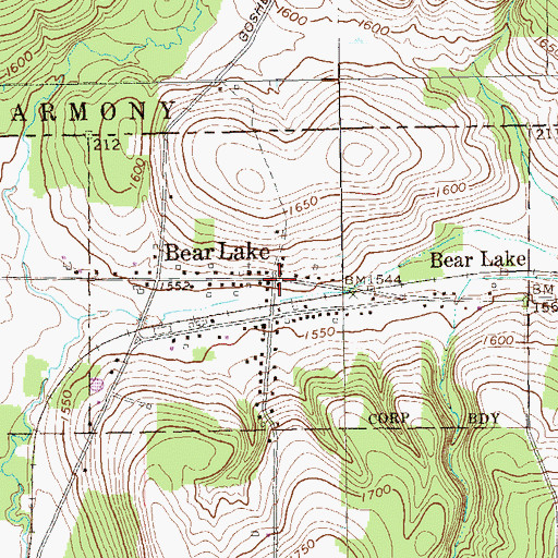 Topographic Map of Bear Lake, PA