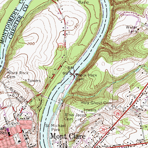 Topographic Map of Black Rock Dam, PA