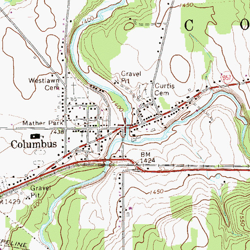 Topographic Map of Columbus, PA