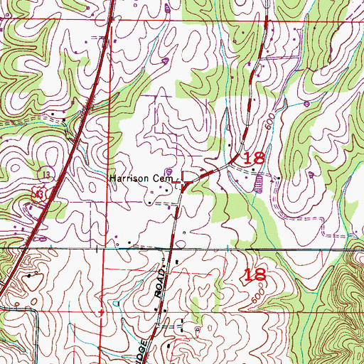 Topographic Map of Harrison Cemetery, AL