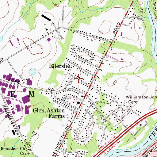 Topographic Map of Ellerslie, PA