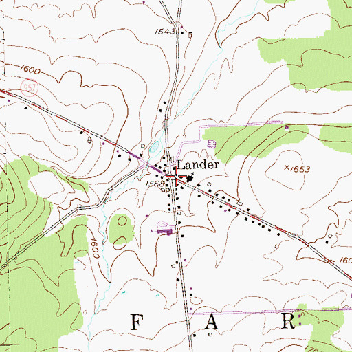 Topographic Map of Lander, PA