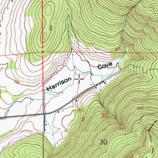 Topographic Map of Harrison Cove, AL